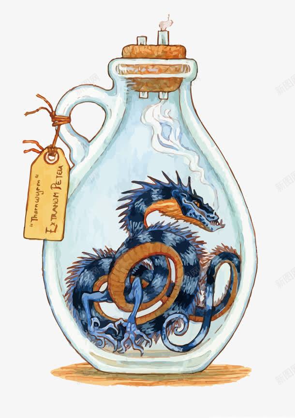 玻璃瓶里的龙png免抠素材_新图网 https://ixintu.com PNG图片 PNG图片素材 PNG素材 PNG素材免费下载 手绘 玻璃 魔幻 龙