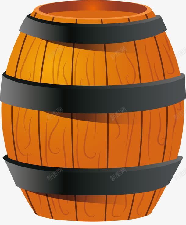 黄色木质酒桶png免抠素材_新图网 https://ixintu.com 木桶 木酒桶 矢量素材 酒桶 黄色