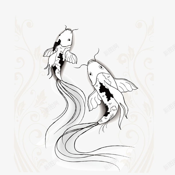手绘鱼矢量图eps免抠素材_新图网 https://ixintu.com 手绘 手绘画 鱼 矢量图