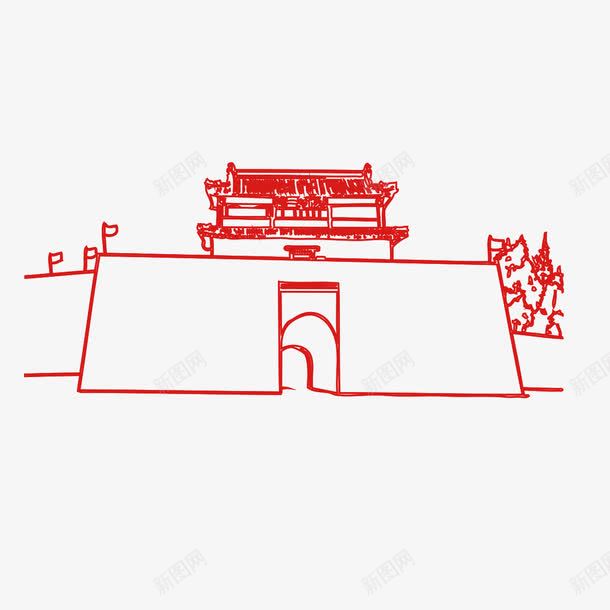 手绘名胜古迹免费png免抠素材_新图网 https://ixintu.com 名胜古迹 旅游 白描 白色