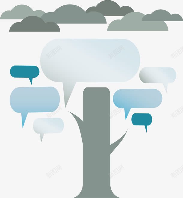 对话框扁平化树灰色阴天png免抠素材_新图网 https://ixintu.com 对话框 扁平化 树 灰色 阴天