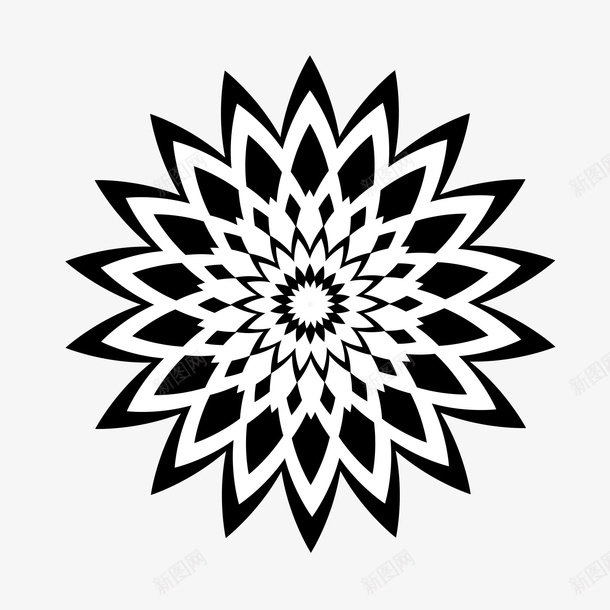 黑白视觉图案psd免抠素材_新图网 https://ixintu.com 图腾 暗纹 简约背景 花纹 视觉错觉 黑白