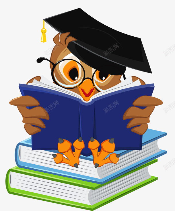 爱学习的猫头鹰png免抠素材_新图网 https://ixintu.com 书本 卡通猫头鹰 手绘猫头鹰