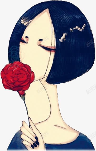 手绘花香美女png免抠素材_新图网 https://ixintu.com 手绘 美女 花香