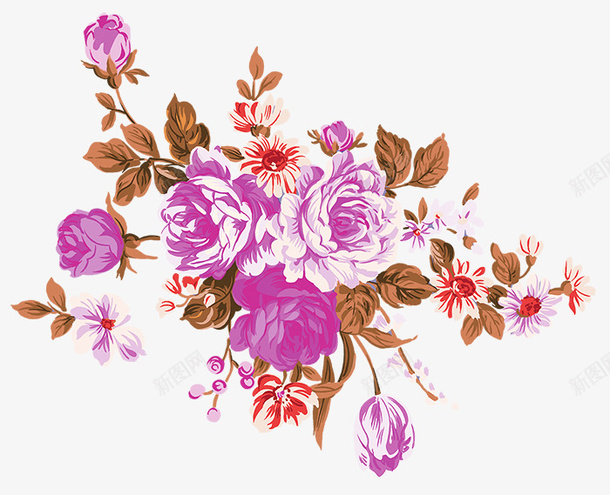 情人节花朵psd免抠素材_新图网 https://ixintu.com 情人节 手绘 花朵