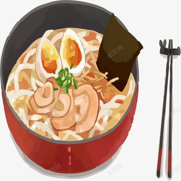 手绘鸡蛋面png免抠素材_新图网 https://ixintu.com 免抠食物插画 创意 美食 面条 食物 鸡蛋面