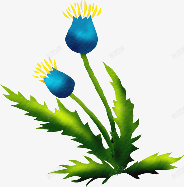 花手绘蓝花绿叶png免抠素材_新图网 https://ixintu.com 手绘 花 蓝色花 高清