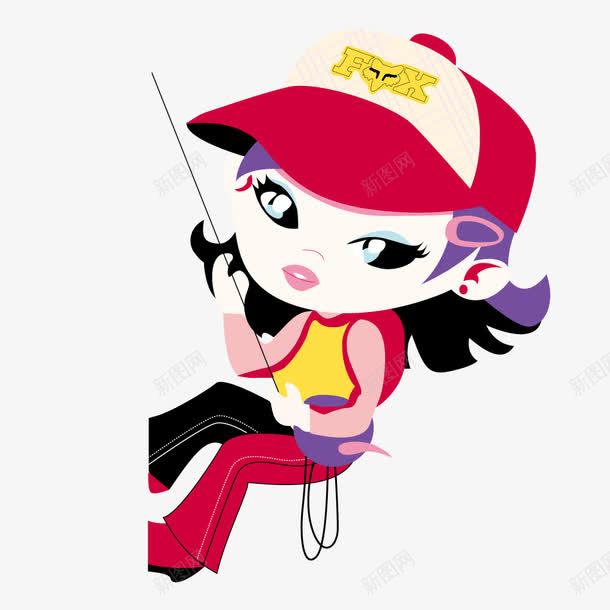 爬山的女孩png免抠素材_新图网 https://ixintu.com 吊绳 女孩 爬山 运动