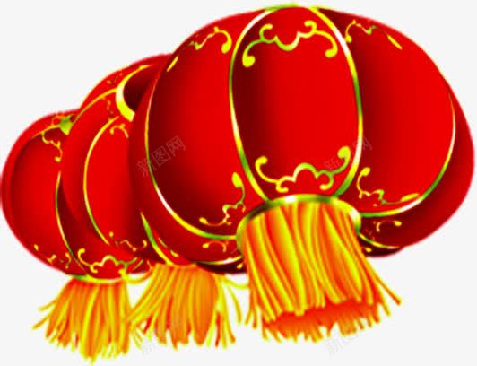 红色花纹新年灯笼png免抠素材_新图网 https://ixintu.com 新年 灯笼 红色 花纹