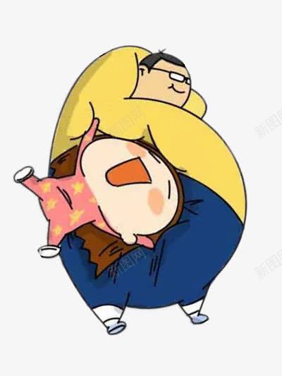 睡在胖子身上png免抠素材_新图网 https://ixintu.com 儿童 卡通 小胖子 彩色