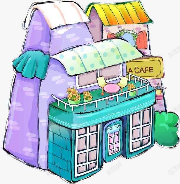 手绘儿童紫色漫画建筑png免抠素材_新图网 https://ixintu.com 儿童 建筑 漫画 紫色