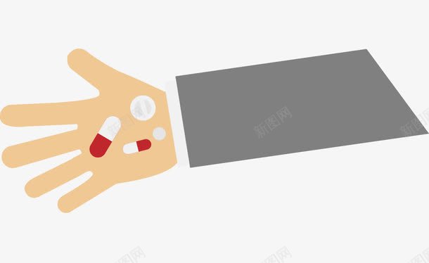 扁平手卡通拿药丸png免抠素材_新图网 https://ixintu.com 卡通 扁平 手