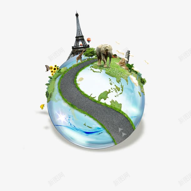 地球上的建筑png免抠素材_新图网 https://ixintu.com 动物 地球 建筑 铁塔