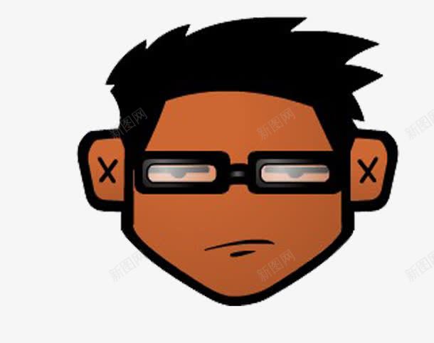 戴墨镜的方形脸png免抠素材_新图网 https://ixintu.com 卡通 墨镜 手绘 方形 棕色 素材 脸型