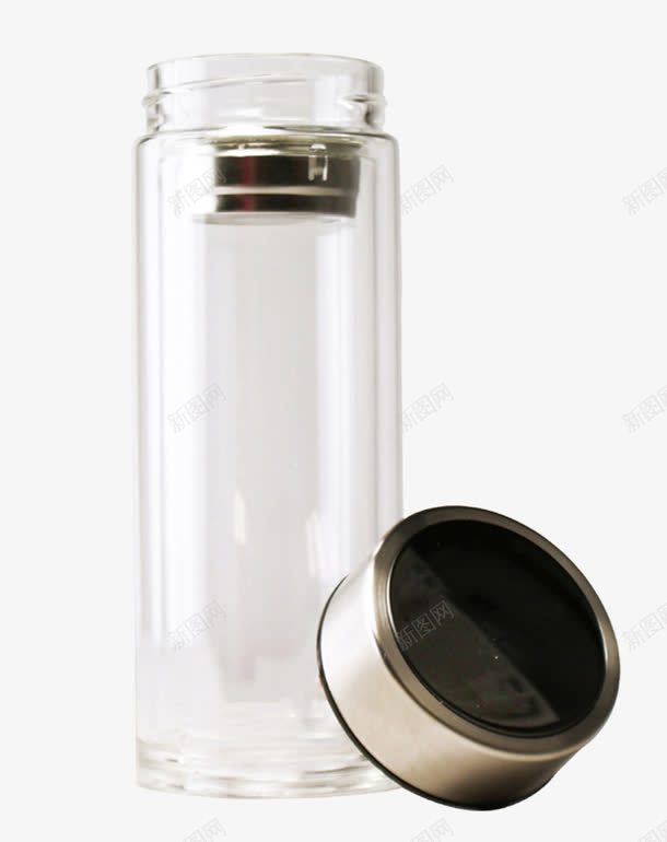 双层玻璃杯png免抠素材_新图网 https://ixintu.com 双层玻璃杯 双层玻璃杯实物 喝水用的杯子 方便携带的杯子 杯子 玻璃材质 透明的杯子