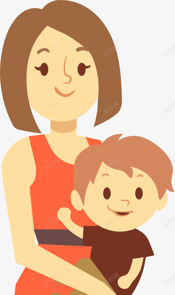抱着小孩的女人插画png免抠素材_新图网 https://ixintu.com 人物插画 可爱小朋友 女人插画 开心 抱着小孩的女人 抱着小朋友