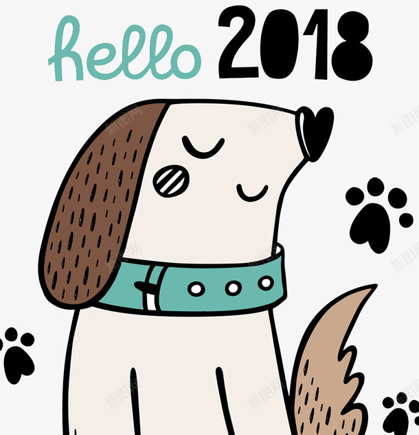 2018卡通狗插画海报psd免抠素材_新图网 https://ixintu.com 2018 卡通狗 吉祥狗年 年画 新年快乐 海报设计 狗年 狗年大吉 狗年广告 狗年背景