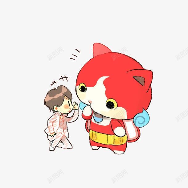 男孩对狐狸说悄悄话png免抠素材_新图网 https://ixintu.com 卡通手绘 插图 男孩对狐狸说悄悄话 说悄悄话