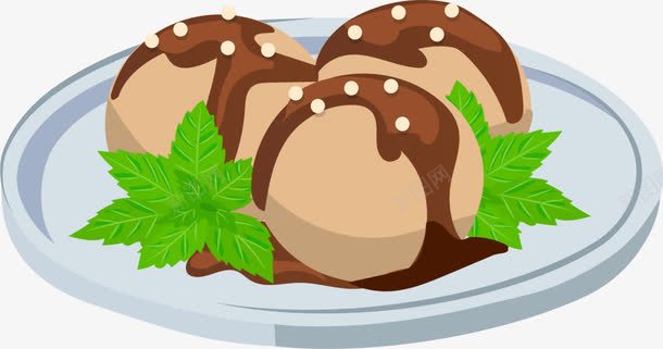 美味棕色丸子png免抠素材_新图网 https://ixintu.com 棕色丸子 棕色酱汁 绿色叶子 美味丸子 蓝色碟子 食品