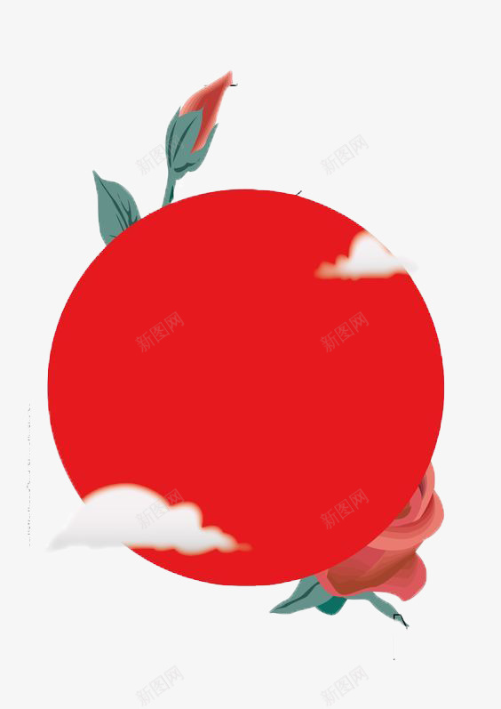 红月荷花png免抠素材_新图网 https://ixintu.com 月亮 红色 荷花