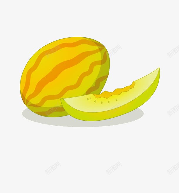 手绘哈密瓜png免抠素材_新图网 https://ixintu.com 哈密瓜 手绘水果 水果 食物