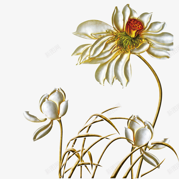 玉雕荷花png免抠素材_新图网 https://ixintu.com 玉雕荷花 白色 莲花