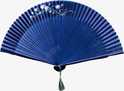 蓝色印花香扇png免抠素材_新图网 https://ixintu.com 花香 蓝色