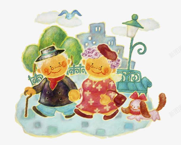 一对老夫妻png免抠素材_新图网 https://ixintu.com 一对 卡通 夫妻 狗狗