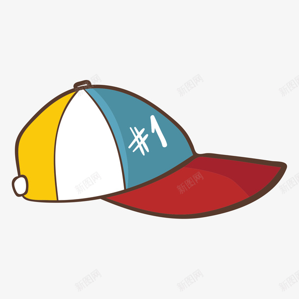 红蓝黄白色的球帽矢量图ai免抠素材_新图网 https://ixintu.com 体育 日常 日常帽子 球帽 红色 蓝色 运动 黄色 矢量图