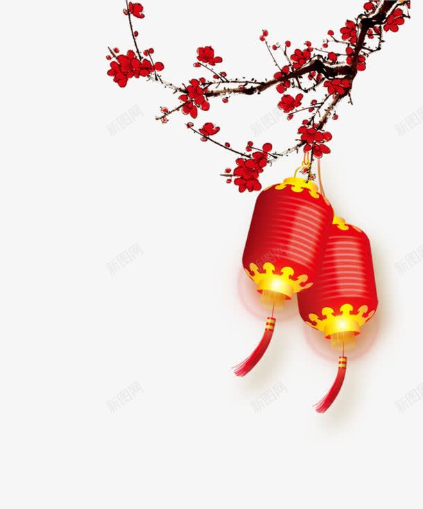 中国风红色灯笼png免抠素材_新图网 https://ixintu.com png 中国风 桃枝 灯笼 素材 红色