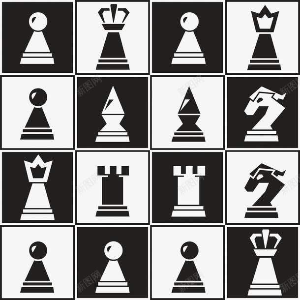 棋子png免抠素材_新图网 https://ixintu.com 交错 棋子 黑白
