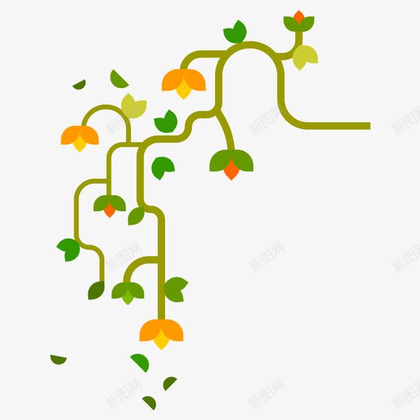扁平化植物png免抠素材_新图网 https://ixintu.com 小花 攀爬 植物 素材