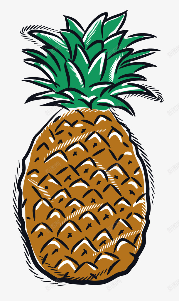 手绘菠萝png免抠素材_新图网 https://ixintu.com 手绘 果实 水果 绘画 菠萝 食物 黄色