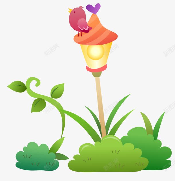 草木鸟窝png免抠素材_新图网 https://ixintu.com 动物 小鸟 植物 矢量素材 草木 鸟窝