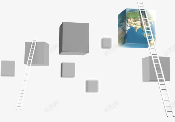 科技立体png免抠素材_新图网 https://ixintu.com 地球 梯子 科技立体 立体