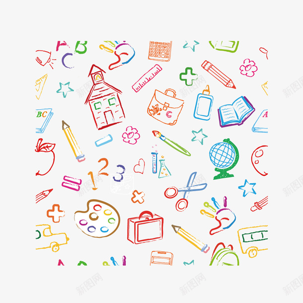 手绘学习用品矢量图ai免抠素材_新图网 https://ixintu.com 学习用品 手绘 手绘画 矢量图