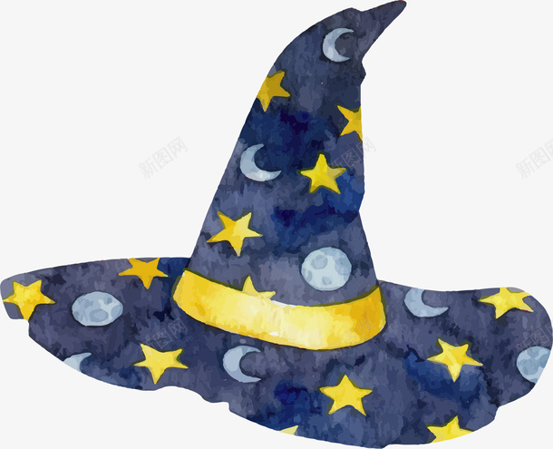 星月花纹女巫帽子矢量图ai免抠素材_新图网 https://ixintu.com 万圣节 女巫帽子 手绘帽子 手绘风 星月花纹 矢量png 矢量图