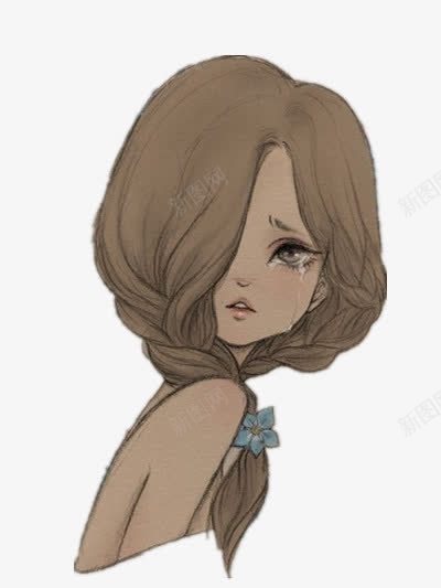 流泪的女孩png免抠素材_新图网 https://ixintu.com 手绘 插画 流泪的小女孩 装饰
