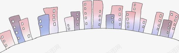 紫色卡通城市手绘人物png免抠素材_新图网 https://ixintu.com 人物 卡通 城市 紫色