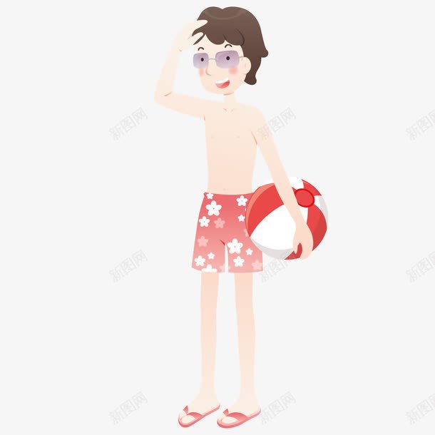 穿泳裤拿皮球的男孩png免抠素材_新图网 https://ixintu.com 泳裤 男孩 皮球