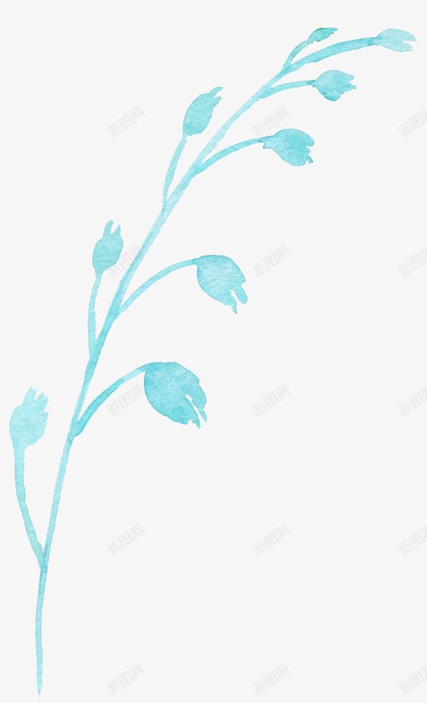 水墨蓝色叶子png免抠素材_新图网 https://ixintu.com 一株 卡通 叶子 图案 手绘 桔梗 水墨 简图