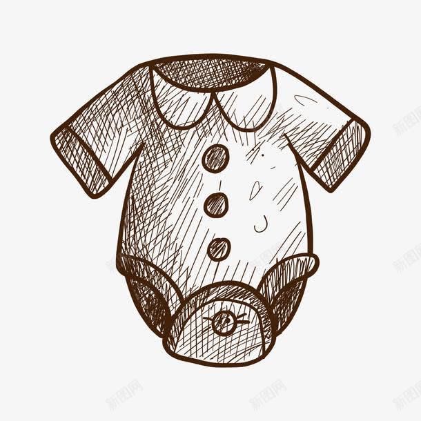 婴儿衣服素描画png免抠素材_新图网 https://ixintu.com 可爱 婴儿用品 棕色