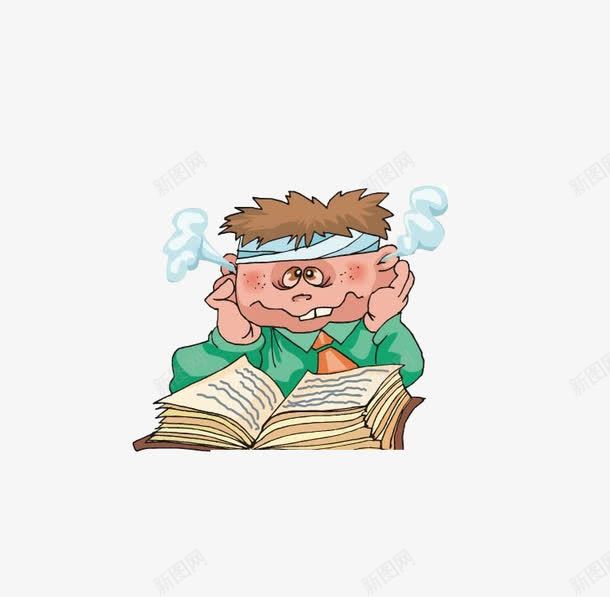 学习的烦恼png免抠素材_新图网 https://ixintu.com 书角 卡通 复古 泄气 涨势 看书