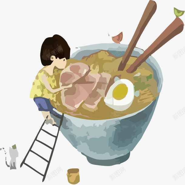 手绘鸡蛋面矢量图eps免抠素材_新图网 https://ixintu.com 免抠鸡蛋面 美味 美食 食物 鸡蛋面 矢量图
