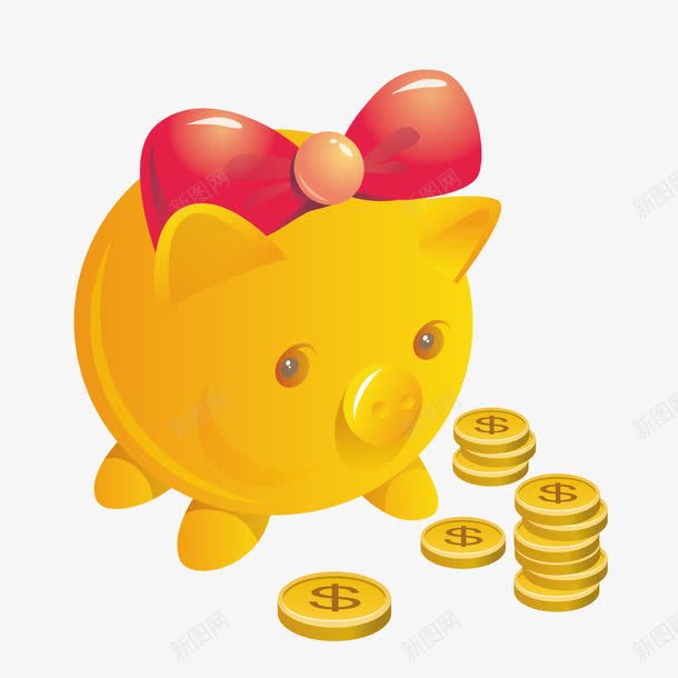 金猪存钱罐png免抠素材_新图网 https://ixintu.com 储蓄 图案 金猪