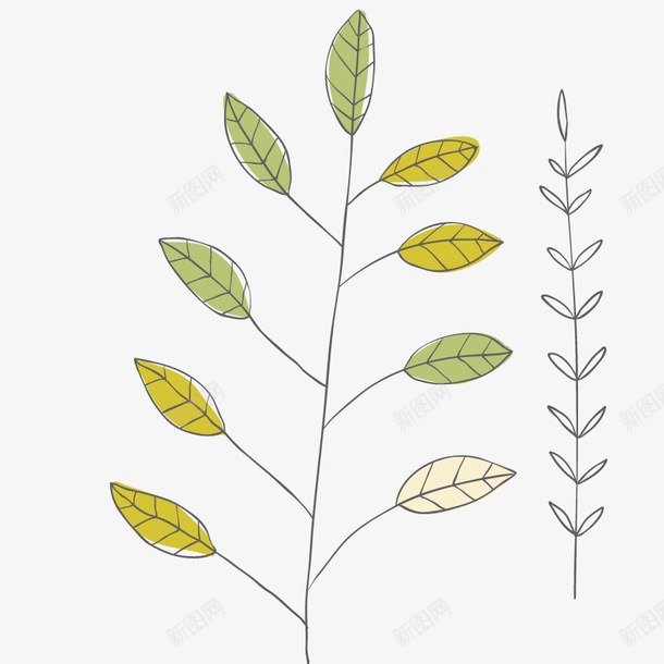 手绘花草png免抠素材_新图网 https://ixintu.com 可爱 小清新 手绘 植物 草叶