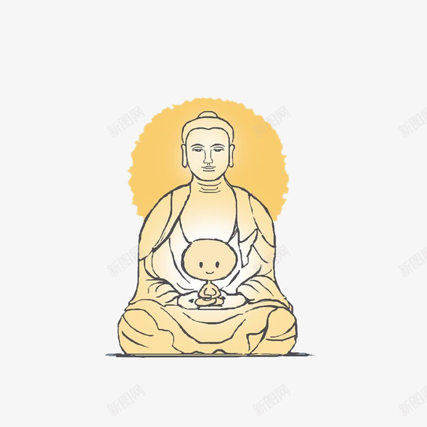 佛像上打坐的小和尚png免抠素材_新图网 https://ixintu.com 佛像上打坐的小和尚 卡通佛像 卡通插画 虔诚认真打坐