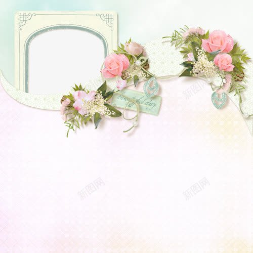 粉色玫瑰花边框png免抠素材_新图网 https://ixintu.com 画框 相框 边框 鲜花