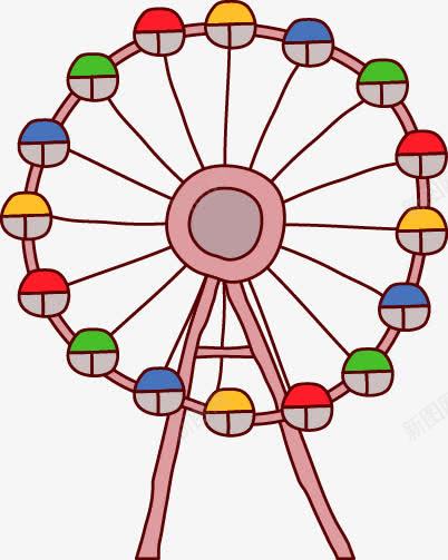 卡通手绘摩天轮png免抠素材_新图网 https://ixintu.com 卡通 手绘 摩天轮