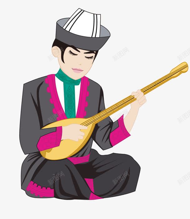 弹琴的哈尼族男生png免抠素材_新图网 https://ixintu.com 哈尼族 弹琴 男生 矢量素材